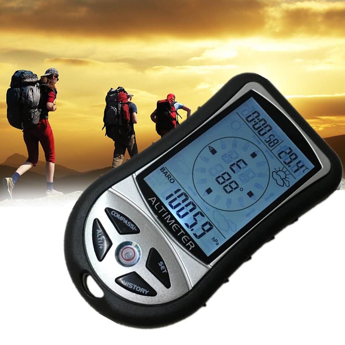 Kúpiť 1 Set Altimeter Handheld Clock Temperature Calendar Portable LCD  Digital Fishing Barometer for Outdoor